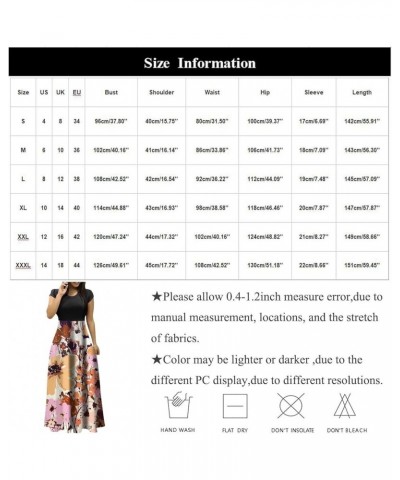 Womens Short Sleeve Empire Waist Floral Maxi Dress 2024 Spring Summer Fashion Casual Plus Size Dresses B-wine $9.71 Activewear