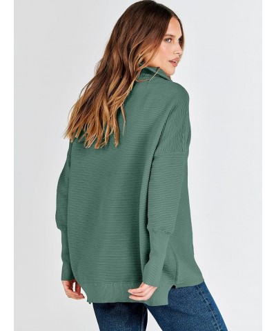 Women's Sweaters Quarter Zip Oversized Pullover Casual V Neck Collared Ribbed Knit Tunic 2023 Fashion Tops Green $25.47 Sweaters