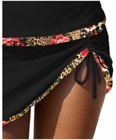 Sexy Tankini Swimsuits with Skirt 2 Piece Swimwear Color Block Bathing Suits for Women Black&rose $19.94 Swimsuits