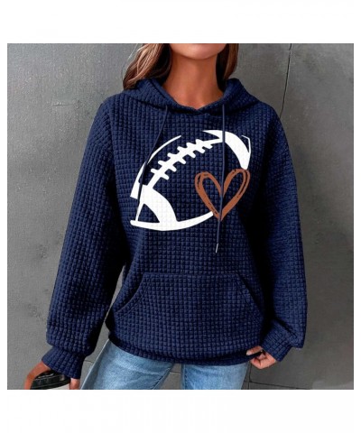 Oversized Sweatshirt for Women Graphic Sweatshirts Hooded Pullover Tops Waffle Knit Casual Comfy Fall Fashion Outfits F06 nav...