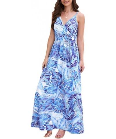 Womens Casual Deep V Neck Floral Bohemian Spaghetti Strap Beach Maxi Dress Lq479-lan $11.75 Dresses