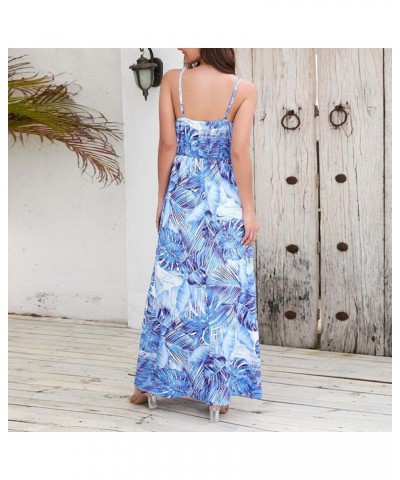 Womens Casual Deep V Neck Floral Bohemian Spaghetti Strap Beach Maxi Dress Lq479-lan $11.75 Dresses