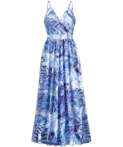 Womens Casual Deep V Neck Floral Bohemian Spaghetti Strap Beach Maxi Dress Lq479-lan $11.75 Dresses