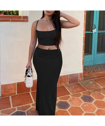 Women Sexy Bodycon Maxi Dress Summer Sleeveless Backless Ribbed Slip Elegant Evening Cocktail Party Long Dresses B Black $16....