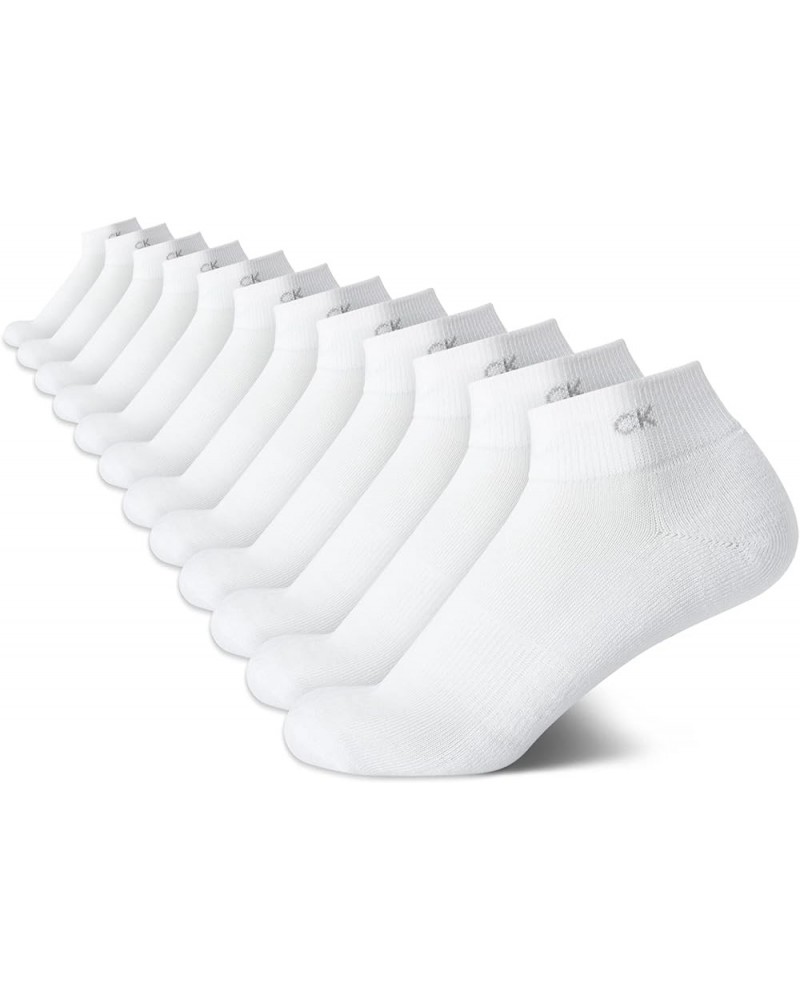 Women's Athletic Sock - Cushion Quarter Cut Ankle Socks (12 Pack) Pure White $16.80 Activewear