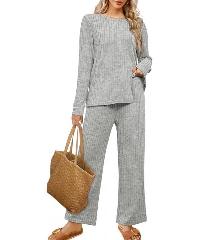 Womens Two Piece Outfits Lounge Sets Cozy Sweater Loungewear with Pockets C-grey $26.09 Activewear