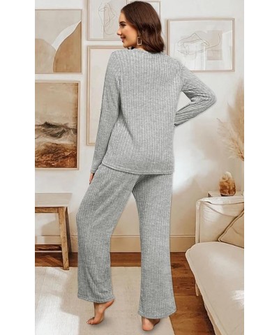 Womens Two Piece Outfits Lounge Sets Cozy Sweater Loungewear with Pockets C-grey $26.09 Activewear