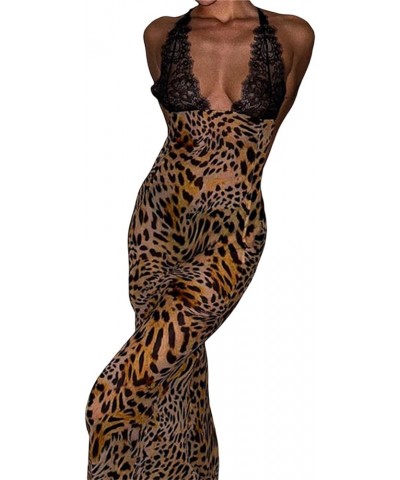 Women's Summer Sleeveless Bodycon Long Maxi Dress Backless Flower/Leopard Print Summer Party Club Dresses Leopard Print $9.71...