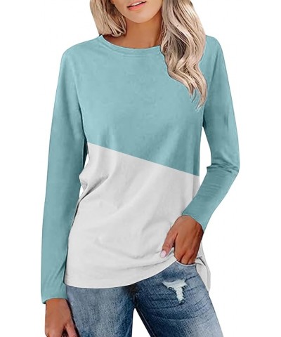 Fall Shirts for Women 2023 Crew Neck Pullover Dressy Long Sleeve Floral Printed Vintage Warm T-Shirts Blouses 17-light Blue $...