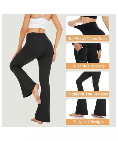 Flare Leggings for Women-Bootcut Yoga Pants for Women High Waisted Workout Bootleg Work Pants Dress Pants Black With Pockets ...