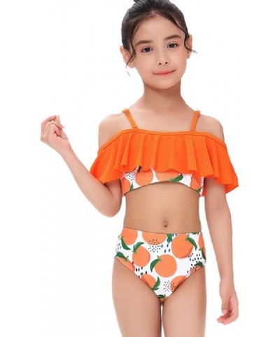 Mommy and Me Swimsuit Color Cute Ruffle Family Matching Swimwear Two Pieces Bikini Bathing Suit Summer Beachwear Orange $7.48...