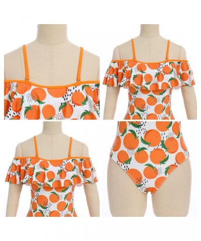 Mommy and Me Swimsuit Color Cute Ruffle Family Matching Swimwear Two Pieces Bikini Bathing Suit Summer Beachwear Orange $7.48...