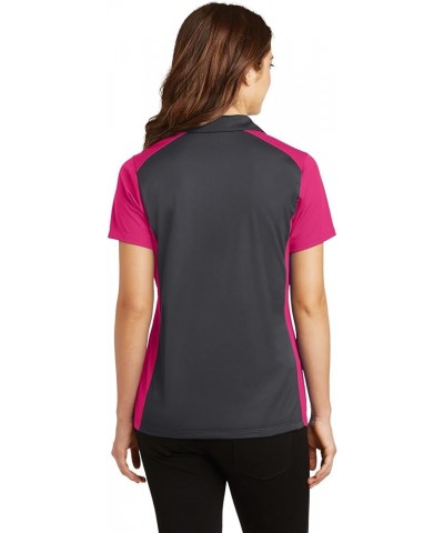 Sport Tek Women's Colorblock Polo-Shirt Iron Grey/ Pink Raspberry $9.99 Activewear