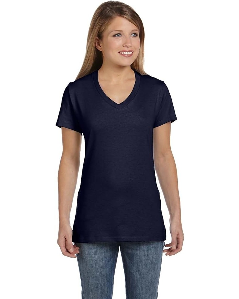 Women's Perfect-t V-neck T-shirt, Ring-spun Cotton Short Sleeve Tee for Women 1 Deep Navy $5.50 T-Shirts