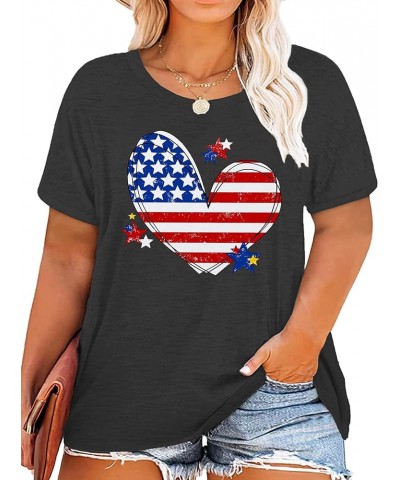 Plus Size American Flag Shirts Women Patriotic Shirts USA Flag Graphic T-Shirt 4th of July Tee Tops Gray5 $10.83 Tops