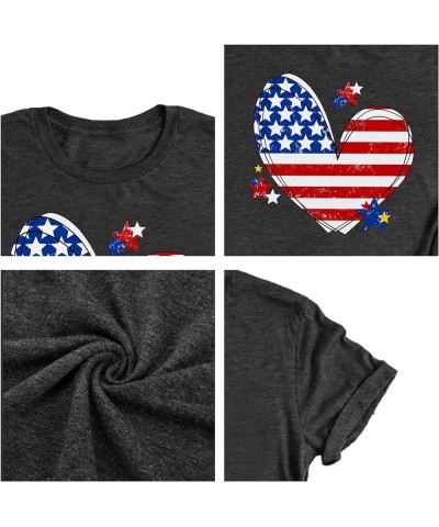 Plus Size American Flag Shirts Women Patriotic Shirts USA Flag Graphic T-Shirt 4th of July Tee Tops Gray5 $10.83 Tops