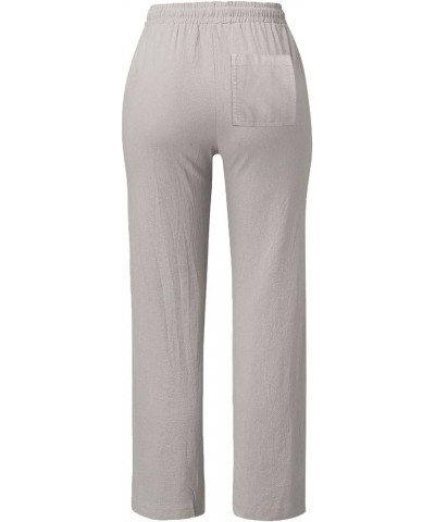 Womens Casual Pants Straight Leg Drawstring Elastic High Waist Loose Comfy Trousers with Pockets Trendy Pants 2024 4-silver $...