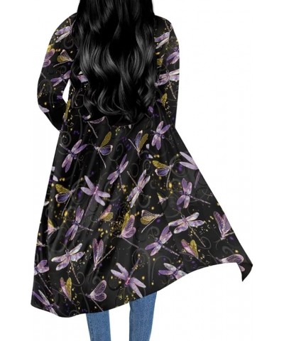 Women Long Sleeve Shirts Casual Kimono Fall Outfits Cover Up Cardigan Dragonfly $14.08 Sweaters