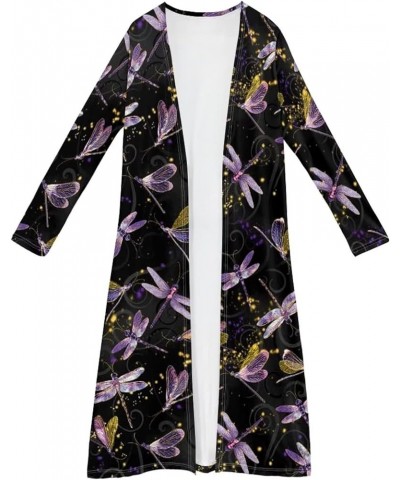 Women Long Sleeve Shirts Casual Kimono Fall Outfits Cover Up Cardigan Dragonfly $14.08 Sweaters