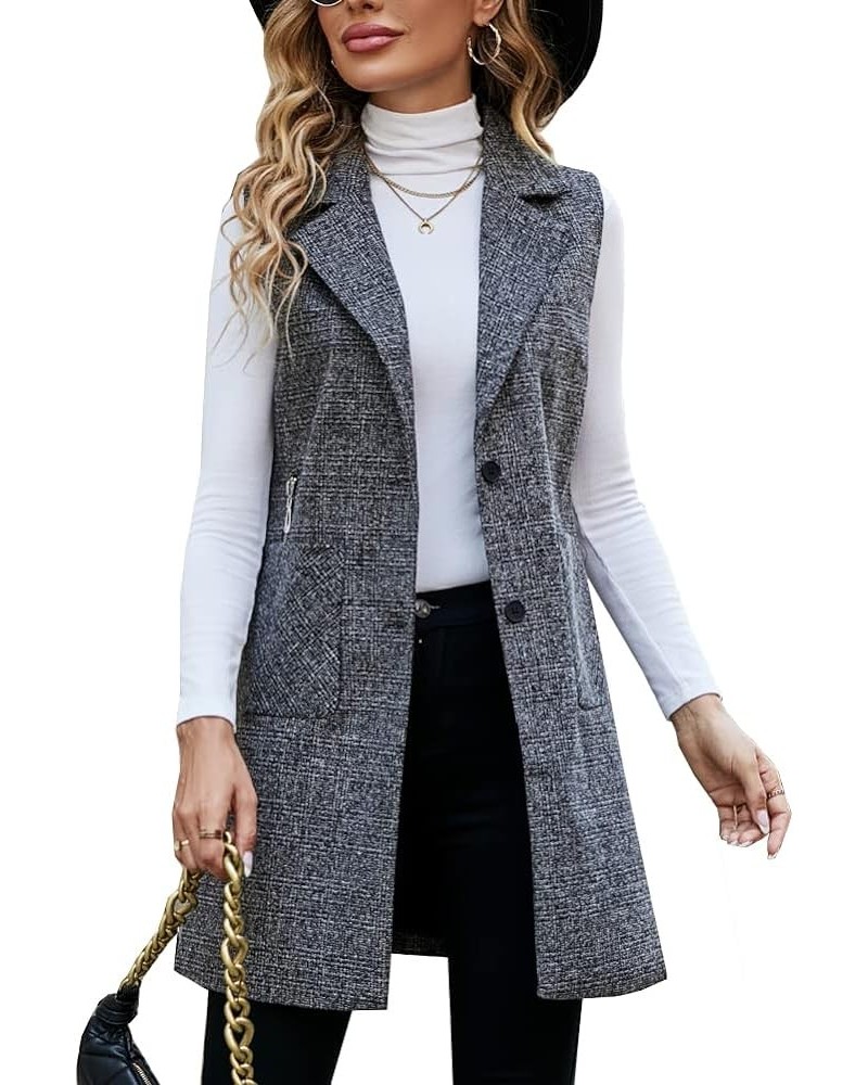 Women's Single Breasted Long Vest Jacket Casual Sleeveless Pocket Outerwear Longline Trench Coat Black $28.41 Vests