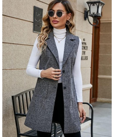 Women's Single Breasted Long Vest Jacket Casual Sleeveless Pocket Outerwear Longline Trench Coat Black $28.41 Vests