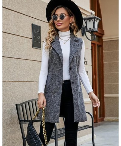 Women's Single Breasted Long Vest Jacket Casual Sleeveless Pocket Outerwear Longline Trench Coat Black $28.41 Vests