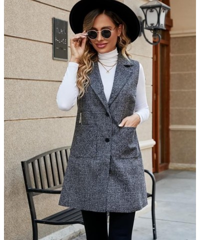 Women's Single Breasted Long Vest Jacket Casual Sleeveless Pocket Outerwear Longline Trench Coat Black $28.41 Vests