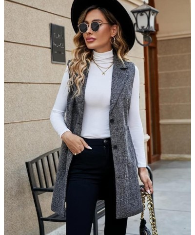 Women's Single Breasted Long Vest Jacket Casual Sleeveless Pocket Outerwear Longline Trench Coat Black $28.41 Vests