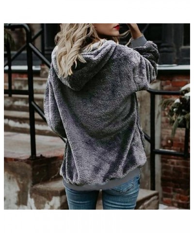 Zipper Hoodies For Women Trendy Oversized Casual Sherpa Pullover Fuzzy Fleece Hoodie Outwear Coat with Pocket Dark Gray $7.43...