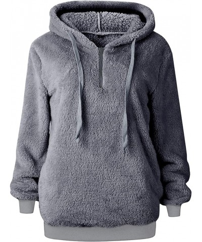 Zipper Hoodies For Women Trendy Oversized Casual Sherpa Pullover Fuzzy Fleece Hoodie Outwear Coat with Pocket Dark Gray $7.43...