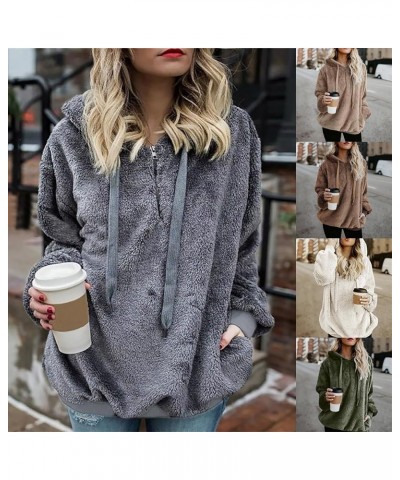 Zipper Hoodies For Women Trendy Oversized Casual Sherpa Pullover Fuzzy Fleece Hoodie Outwear Coat with Pocket Dark Gray $7.43...