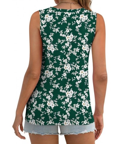 Women's Summer Sleeveless Tank Tops Casual Loose Fit Blouse Twist Front Tshirts V/Green Floral $10.25 Tops