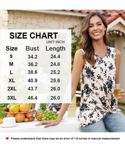 Women's Summer Sleeveless Tank Tops Casual Loose Fit Blouse Twist Front Tshirts V/Green Floral $10.25 Tops