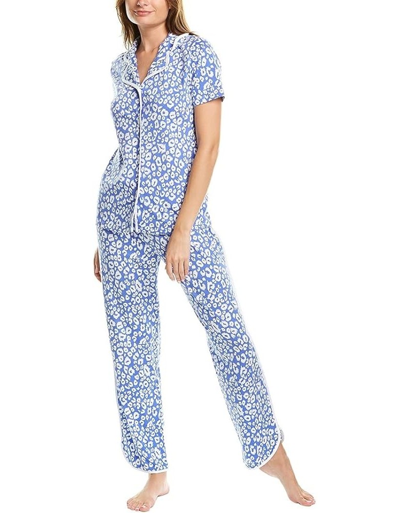 Women's Plus Size Florida Lounge Printed Short Sleeve Top & Pant Set Leopard Cielo/White $27.10 Sleep & Lounge