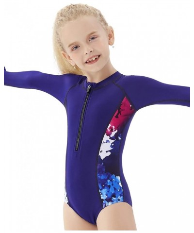 Women and Girls Matching Swimsuit: Long Sleeve One Piece Rash Guard Bathing Suit UPF 50+ (Please Order Separately) Navy Blue-...