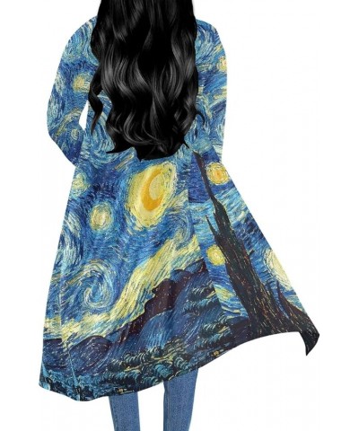 Women Long Sleeve Shirts Casual Kimono Fall Outfits Cover Up Cardigan Van Gogh Starry Night $14.08 Sweaters