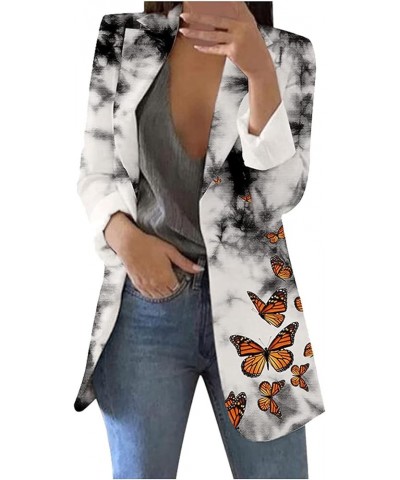 Women's Draped Lapel Blazer Jacket Fashion Sexy Leopard Zebra Print Long Sleeve Outwear Fall Open Front Cardigan Coats 03whit...