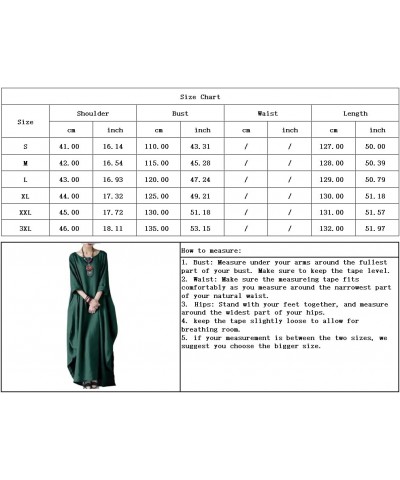 Womens Casual Loose Cotton Linen Kaftan Dress 3/4 Sleeve Crewneck Maxi Lounging Dress Red $17.99 Dresses