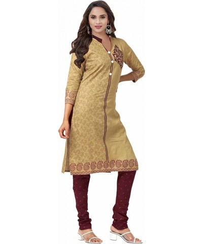 Women's Cotton Printed Readymade Salwar Suit Beige $20.57 Suits