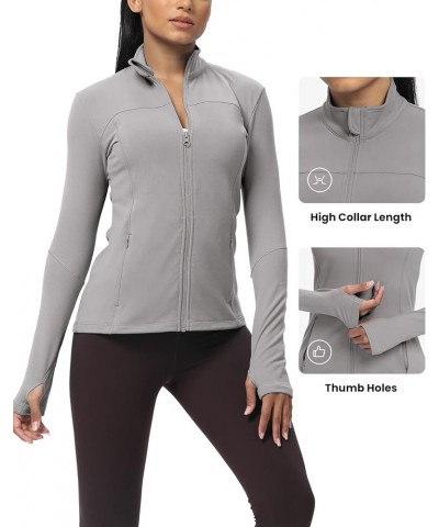 Workout Jackets for Women, Fleece Jackets Full Zip Long Sleeves Running Track Jacket with Pockets Gray $13.24 Jackets