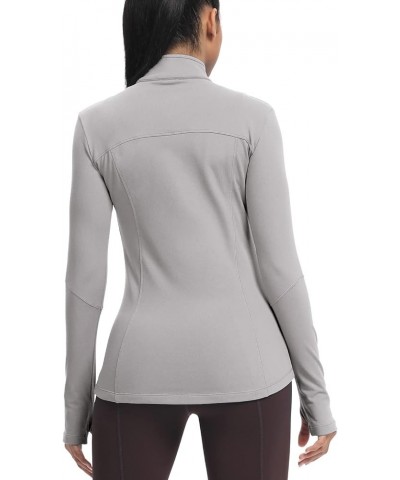 Workout Jackets for Women, Fleece Jackets Full Zip Long Sleeves Running Track Jacket with Pockets Gray $13.24 Jackets