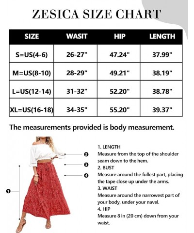 Women's 2024 Bohemian Floral Printed Elastic Waist A Line Maxi Skirt with Pockets Tomato $23.84 Skirts