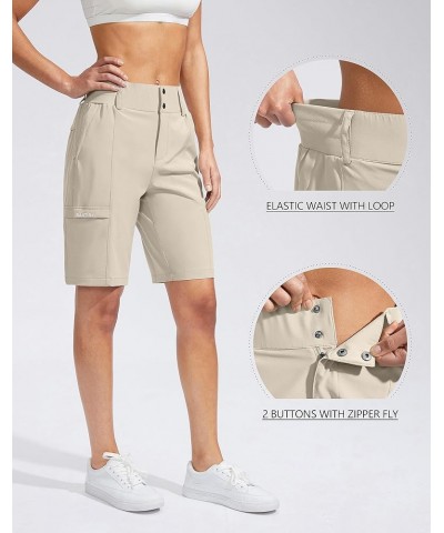 Women's Golf Hiking Shorts 9'' High Waisted Quick Dry Bermuda Long Shorts for Women with Zipper Pockets Khaki $17.84 Shorts