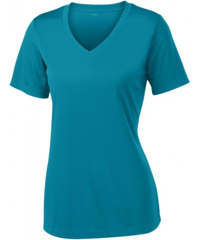 Women's Short Sleeve Moisture Wicking Athletic Shirts Tropical Blue $11.37 Activewear