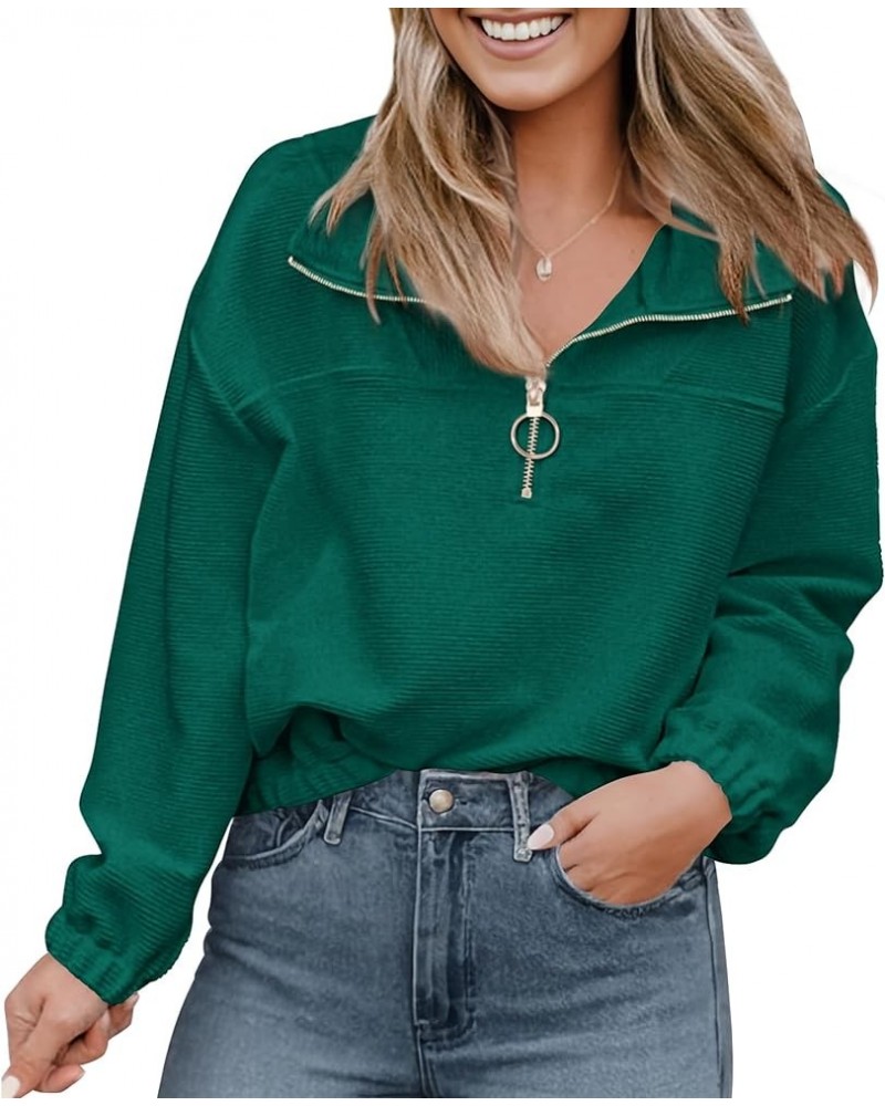 Women's 2024 Fall Sweatshirt Half Zip Collar Pullover Tops Oversized Long Sleeve Plain Casual Jacket Clothes Green $11.75 Hoo...