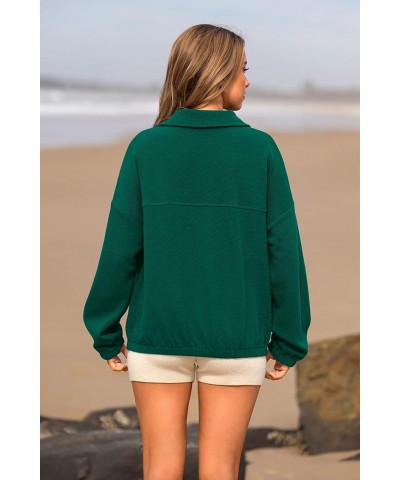 Women's 2024 Fall Sweatshirt Half Zip Collar Pullover Tops Oversized Long Sleeve Plain Casual Jacket Clothes Green $11.75 Hoo...