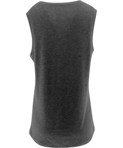 Womens Sleeveless Tops Crew Neck Tanks Causal Solid Summer Tops Charcoal $9.99 Tops