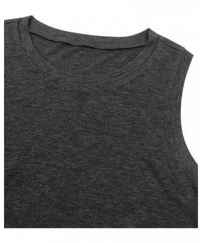 Womens Sleeveless Tops Crew Neck Tanks Causal Solid Summer Tops Charcoal $9.99 Tops