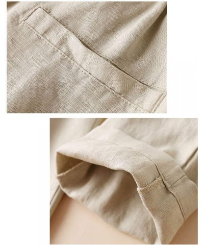 Women's 100% Linen Pants Front Pleated Ankle Length Tapered Dress Pants Khaki $25.19 Pants