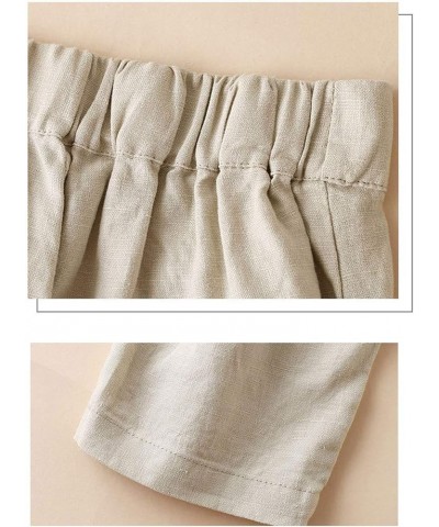 Women's 100% Linen Pants Front Pleated Ankle Length Tapered Dress Pants Khaki $25.19 Pants